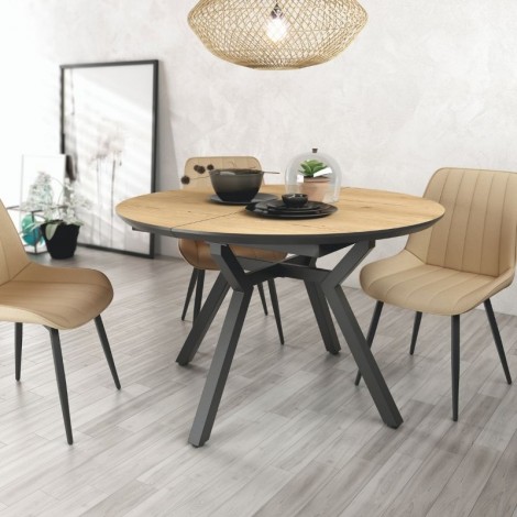 Mesa de comedor extensible Cantábrico cerrada diseño nórdico, mesa barata. 120-160 cm de diámetro. Mobelcenter Mesa de comedor extensible Cantábrico cerrada diseño nórdico, mesa barata. 120-160 cm de diámetro. Mobelcenter