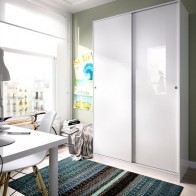 Armario 2 Puertas Correderas 120 cm Blanco Brillo Mobelcenter