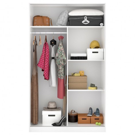 Armario 2 Puertas Correderas 120 cm Blanco Brillo Mobelcenter