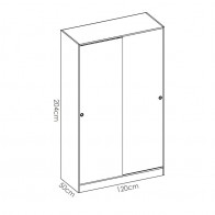 Armario 2 Puertas Correderas 120 cm Blanco Brillo Mobelcenter
