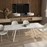 Mesa Comedor Extensible Tasman Porcelánica Estructura Negra 160 Cm Mobelcenter
