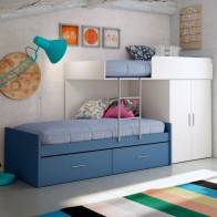 Cama tren juvenil Blanco Nieve y Azul Cielo
