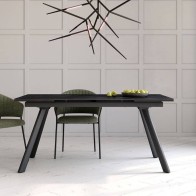 Mesa Comedor Extensible Tasman Porcelánica Estructura Negra 160 Cm Mobelcenter