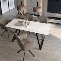 Mesa Comedor Extensible Sena Porcelánica Estructura Marfil 160 Cm Mobelcenter