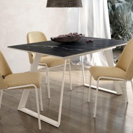 Mesa Comedor Extensible Sena Porcelánica Estructura Marfil 160 Cm Mobelcenter