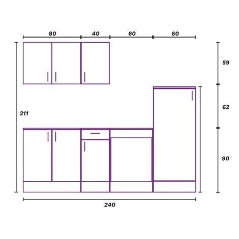 Conjunto Muebles Cocina 240 cm Aria Mobelcenter