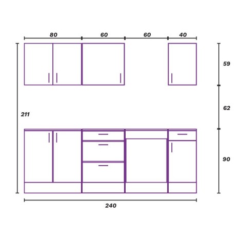 Conjunto Muebles Cocina 240 cm Alva Mobelcenter