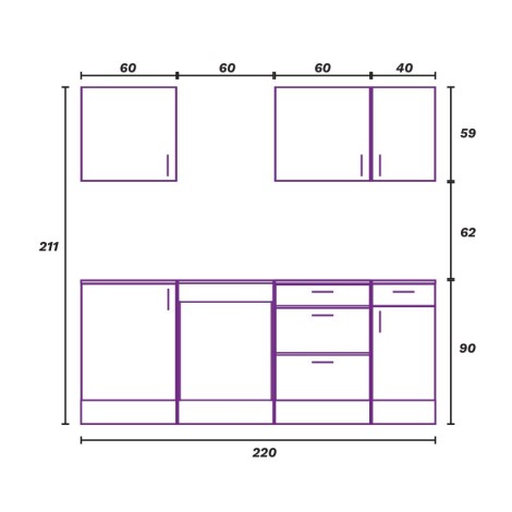 Conjunto Muebles Cocina 220 cm Zura Mobelcenter