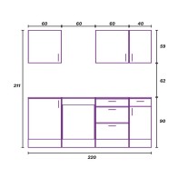 Conjunto Muebles Cocina 220 cm Zura Mobelcenter