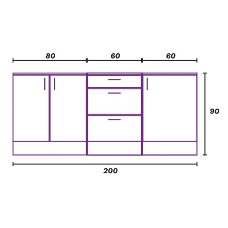 Conjunto Muebles Cocina 200 cm Lume Mobelcenter