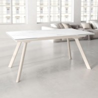 Mesa Comedor Extensible Tasman Porcelánica Estructura Marfil 160 Cm Mobelcenter