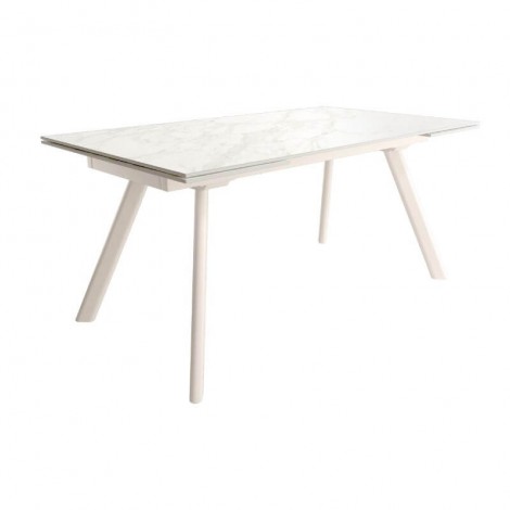 Mesa Comedor Extensible Tasman Porcelánica Estructura Marfil 160 Cm Mobelcenter