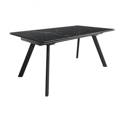 Mesa Comedor Extensible Tasman Porcelánica Estructura Negra 160 Cm Mobelcenter