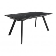 Mesa Comedor Extensible Tasman Porcelánica Estructura Negra 160 Cm Mobelcenter