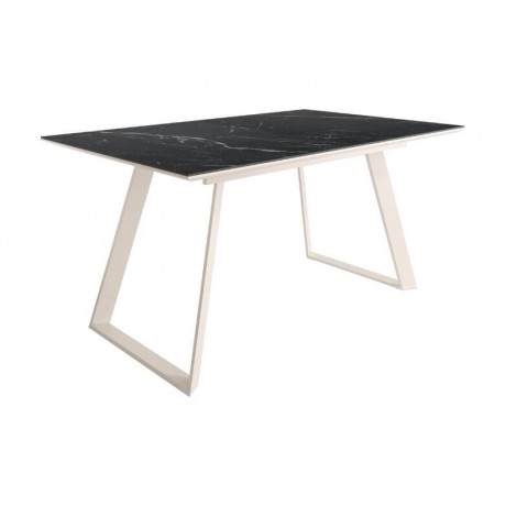 Mesa Comedor Extensible Sena Porcelánica Estructura Marfil 160 Cm Mobelcenter