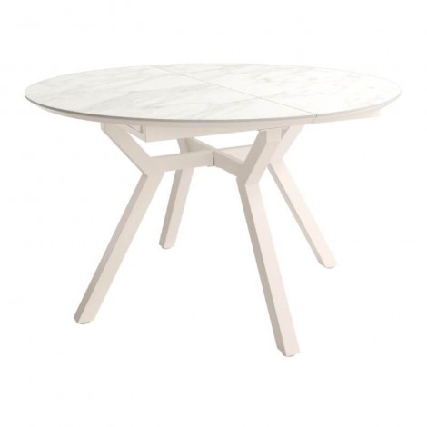 Mesa Redonda Comedor Extensible Ross Porcelánica Estructura Marfil 120 cm Mobelcenter