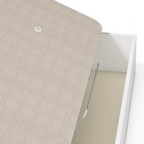 Canapé Alta Capacidad con Tirador 90x190 Blanco y tapa 3D transpirable color beige Mobelcenter