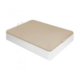 Canapé Alta Capacidad con Tirador 90x190 Blanco y tapa 3D transpirable color beige Mobelcenter