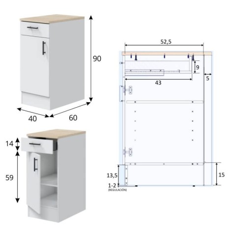 Conjunto Muebles Cocina 400 cm Luna Mobelcenter