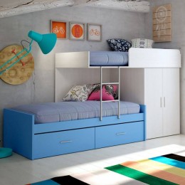 Cama tren juvenil Blanco y Blue Mobelcenter