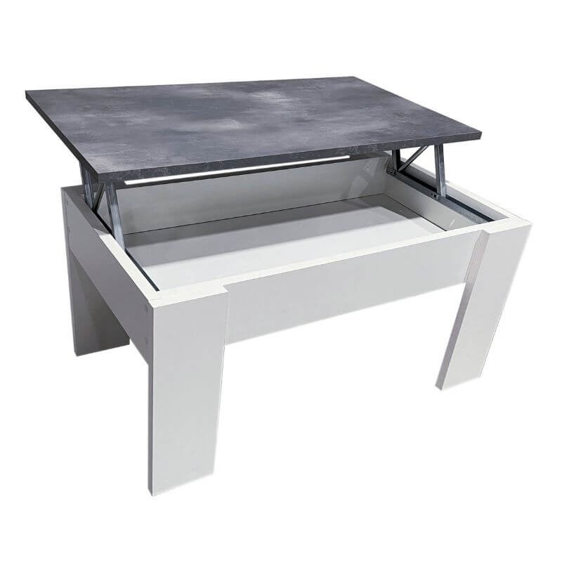 Mesa de Centro Elevable Gala Blanca y Cemento Mobelcenter