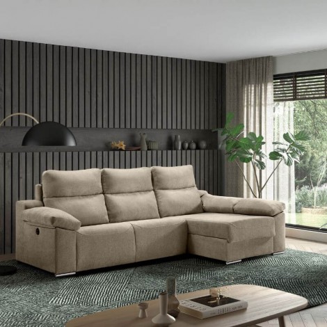 Sofá Chaiselongue 3 Plazas Relax Eléctrico Dumont Sand 280 cm Mobelcenter