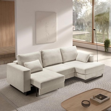 Sofá Chaiselongue 3 Plazas Monet Crema 300 cm Mobelcenter