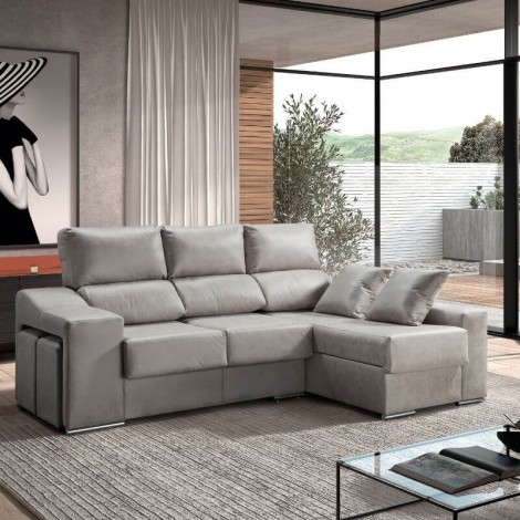Sofá Chaiselongue 3 Plazas Aura Cemento 240 Cm Mobelcenter