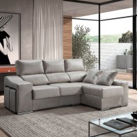 Sofá Chaiselongue 3 Plazas Aura Cemento 240 Cm Mobelcenter