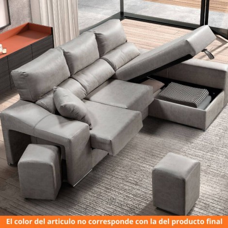 Sofá Chaiselongue 3 Plazas Aura Plomo 240 Cm Mobelcenter