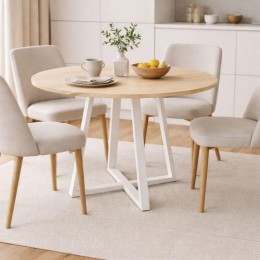 Mesa Redonda Comedor Fija Lugano Madera 100 cm Mobelcenter