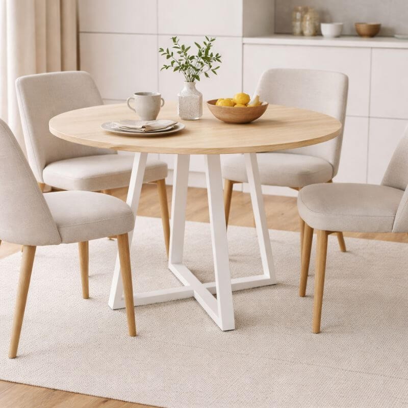 Mesa Redonda Comedor Fija Lugano Madera 100 cm Mobelcenter
