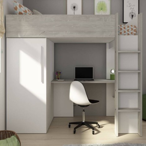 Cama Estudio Bono Con Armario Cascina y Blanco Mobelcenter