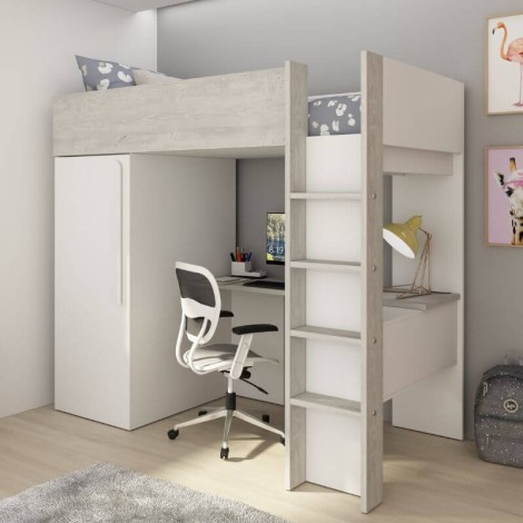 Cama Estudio Bono Con Armario Cascina y Blanco Mobelcenter