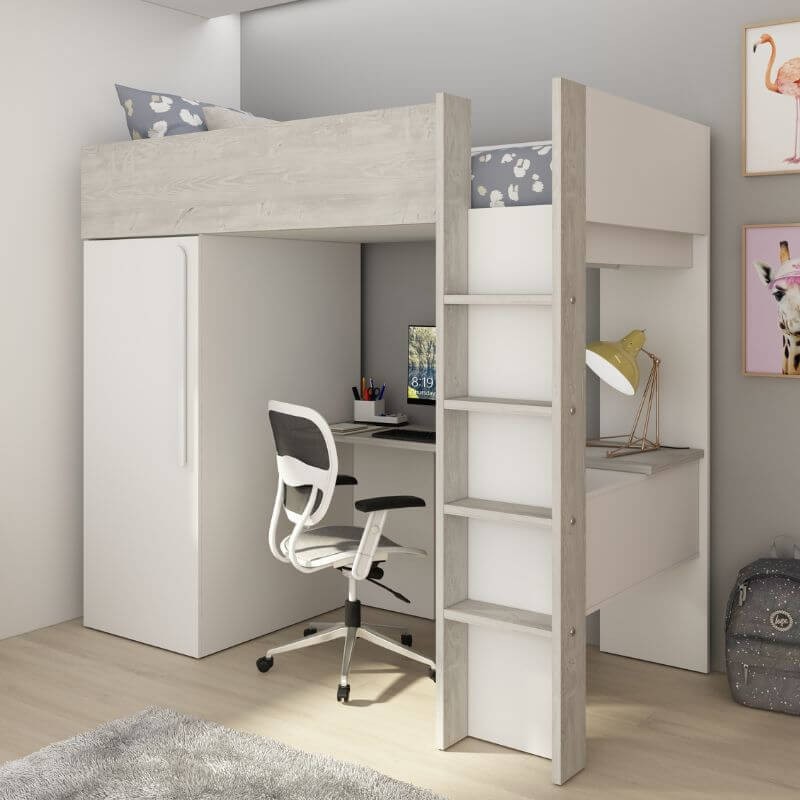 Cama Estudio Bono Con Armario Cascina y Blanco Mobelcenter