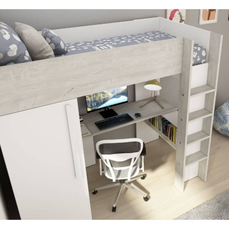 Cama Estudio Bono Con Armario Cascina y Blanco Mobelcenter