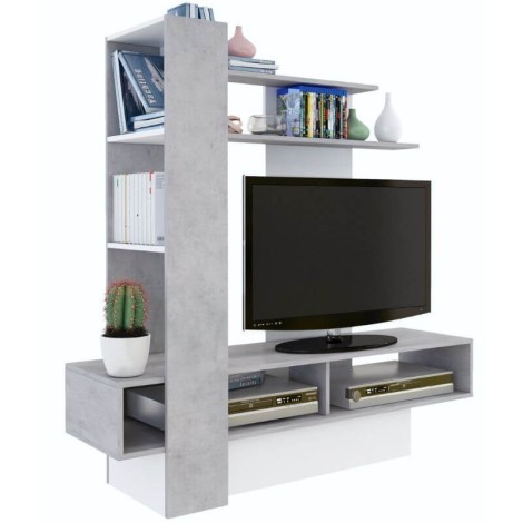Mueble TV Sky Reversible Blanco y Beton Mobelcenter