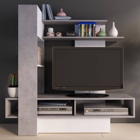 Mueble TV Sky Reversible Blanco y Beton Mobelcenter