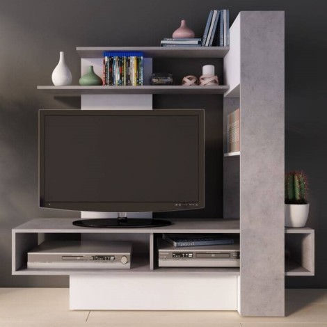 Mueble TV Sky Reversible Blanco y Beton Mobelcenter