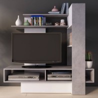 Mueble TV Sky Reversible Blanco y Beton Mobelcenter