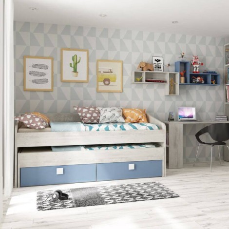 Cama Nido Doble Apolo Cascina y Azul Ahumado Mobelcenter