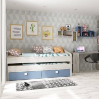 Cama Nido Doble Apolo Cascina y Azul Ahumado Mobelcenter