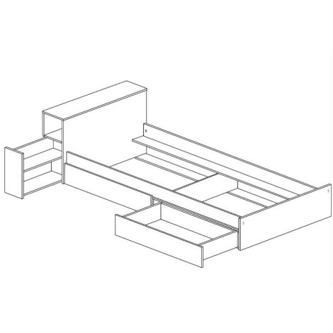 Cama con Cajones y Cabecero con Mesita Extraible Jazz 90x190cm Mobelcenter