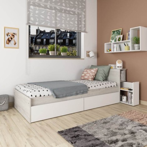 Cama con Cajones y Cabecero con Mesita Extraible Jazz 90x190cm Mobelcenter