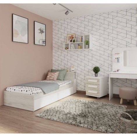 Cama con Cajones y Cabecero con Mesita Extraible Jazz 90x190cm Mobelcenter