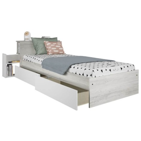 Cama con Cajones y Cabecero con Mesita Extraíble Reversible Jazz 90x200cm Mobelcenter