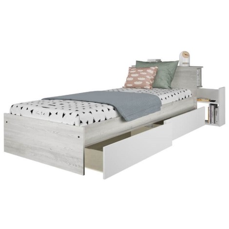 Cama con Cajones y Cabecero con Mesita Extraíble Reversible Jazz 90x200cm Mobelcenter