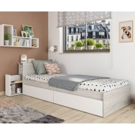 Cama con Cajones y Cabecero con Mesita Extraíble Reversible Jazz 90x200cm Mobelcenter