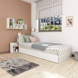 Cama con Cajones y Cabecero con Mesita Extraíble Reversible Jazz 90x200cm Mobelcenter