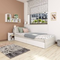 Cama con Cajones y Cabecero con Mesita Extraíble Reversible Jazz 90x200cm Mobelcenter